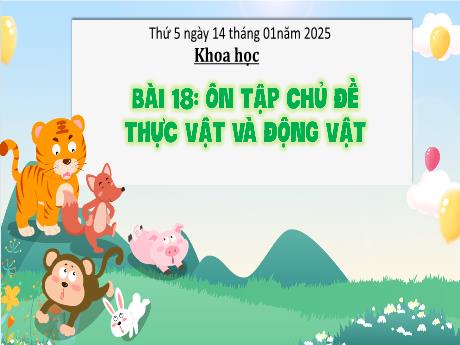 Bài giảng Khoa học 4 (Kết nối tri thức) - Bài 18: Ôn tập chủ đề thực vật và động vật - Năm học 2024-2025