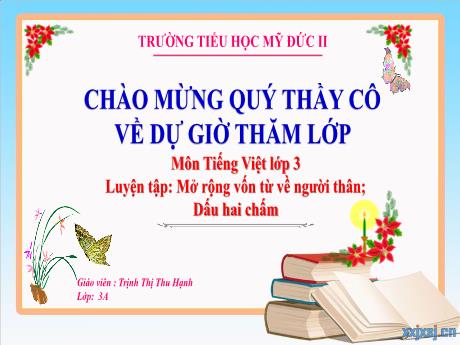 Bài giảng Tiếng Việt 3 - Luyện tập: Mở rộng vốn từ về người thân. Dấu hai chấm