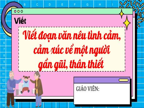 Bài giảng Tiếng Việt 4 (Kết nối tri thức) - Viết đoạn văn nêu tình cảm, cảm xúc về một người gần gũi, thân thiết