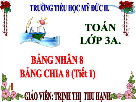 Bài giảng Toán 3 - Bảng nhân 8, bảng chia 8 (Tiết 1) - Trịnh Thị Thu Hạnh